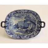 QUADRUPEDS SERIES BLUE AND WHITE PRINTED EARTHENWARE-An Enoch Wood & Sons "Polar Bear" two handled