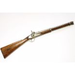AN ENFIELD CAVALRY CARBINE PERCUSSION MUSKET, dated 1869, the 20 3/4" barrel bearing "VR" proof