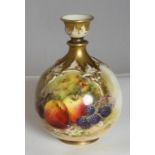 A ROYAL WORCESTER PORCELAIN VASE, 1924, of ovoid form with flared rim, painted in colours by