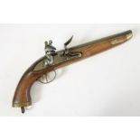 A BELGIAN SEA SERVICE PISTOL, early 19th century, with 9" rounded barrel, replacement lock, full