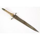 AN ENGLISH PLUG BAYONET, late 17th century, the 11 1/2" tapering double edged blade struck with