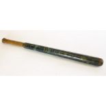 A WILLIAM IV BUCKINGHAM POLICE TRUNCHEON, with unpainted turned grip, green painted body inscribed