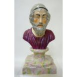 A STAFFORDSHIRE CREAMWARE BUST, late 18th century, modelled as an elderly man with grey hair and