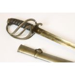 AN 1821 PATTERN LIGHT CAVALRY OFFICER'S SWORD, the 34 1/4" single edged and fullered blade etched