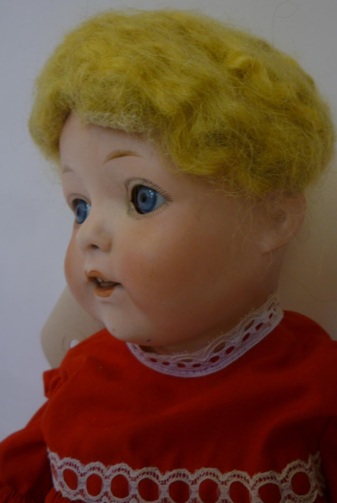 An Edmund Edelmann "Melitta" bisque head doll with blue glass sleeping eyes, open mouth and teeth, - Image 2 of 2