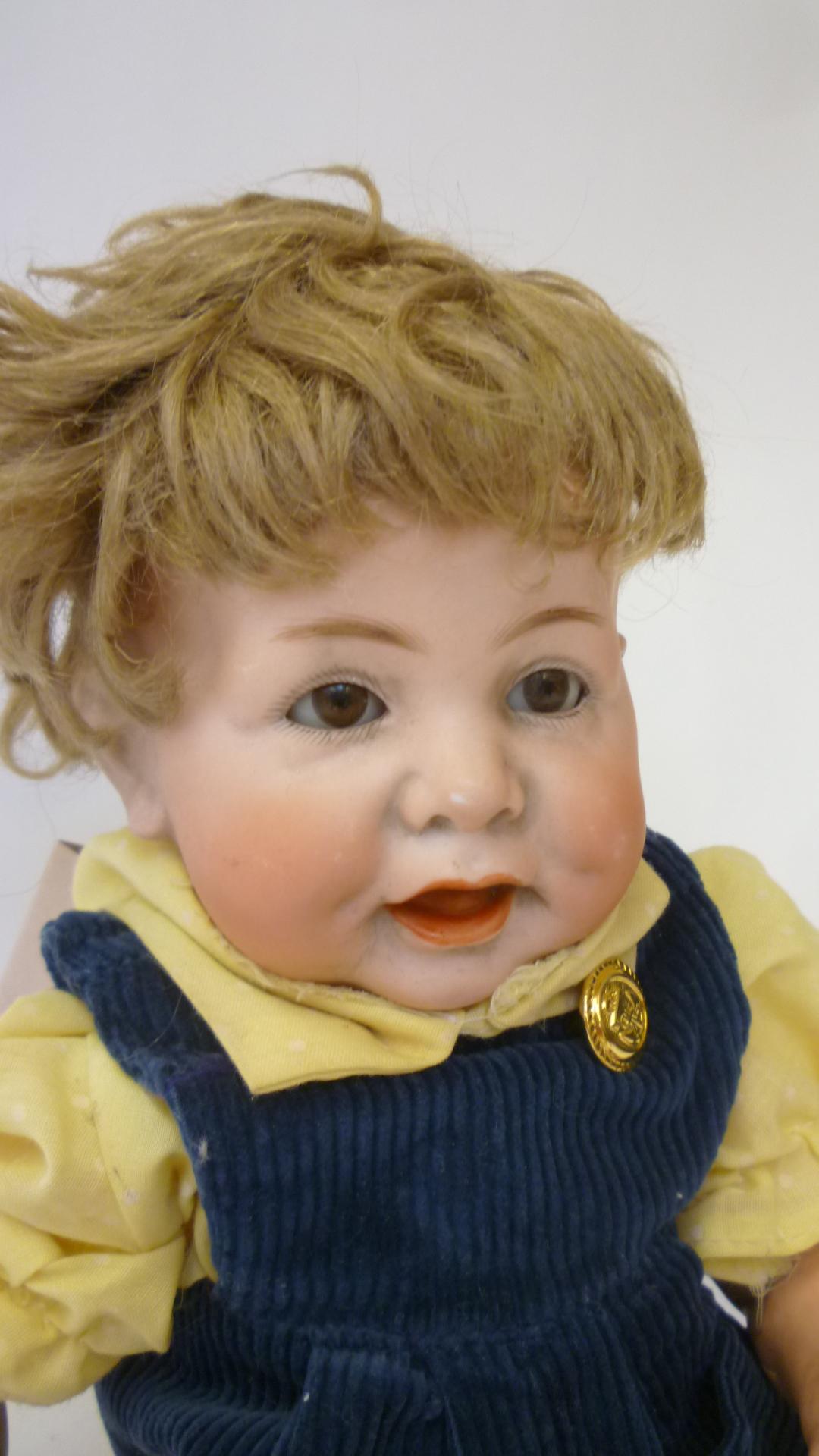 A Kammer & Reinhardt bisque head character boy doll with brown glass sleeping eyes, open mouth, - Image 3 of 3