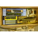 Playworn Hornby Dublo trains including B.R. Silver King, B.R. Class 20 Diesel, two coaches, five