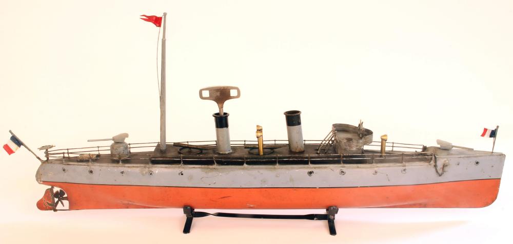 A Bing clockwork Motor Torpedo Boat, c.1910, clockwork, the detachable superstructure including