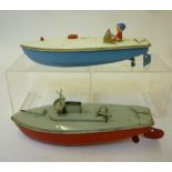 Sutcliffe Boats Noddy's Speed Boat, clockwork AF, Noddy figure complete, white/pale blue, 10"