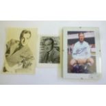 Bob Hope, two black and white photos, signed, inscribed "Thanks for the Memory", a facsimile