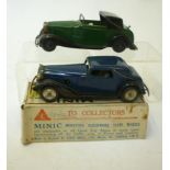 A Minic Rolls Royce Open Top Tourer, clockwork (motor poor), green/black, 5 1/4" long, no box, and a