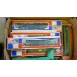 Six diesel locomotives by Jouef and Lima comprising four B.R. Class 40 and two B.R. Deltics,