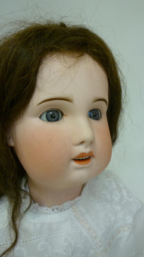 An S.F.B.J. Jumeau mould bisque head girl doll with blue glass sleeping eyes, open mouth and - Image 2 of 2