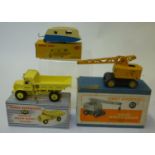 965 Euclid Dump Truck, boxed, G, 571 Coles Mobile Crane, boxed, F, 190 Caravan (cream/blue), box AF,