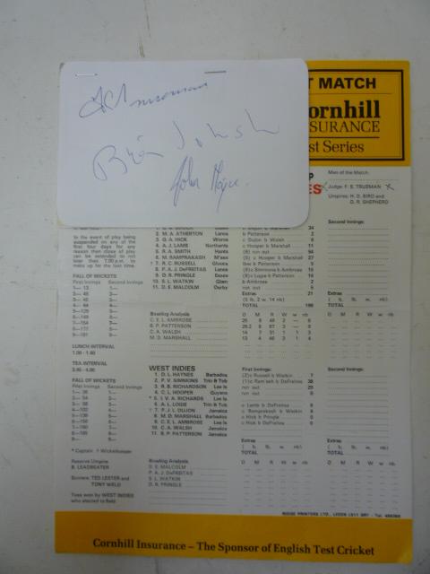A Cornhill Test Match First Innings score card for Headingley 6th-10th June 1991, together with