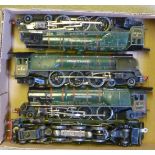 Four playworn Hornby Dublo B.R. Duchess locomotives without tenders, F-P