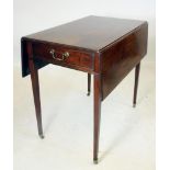 A GEORGIAN MAHOGANY PEMBROKE TABLE, late 18th century, the moulded edged oblong top over frieze with