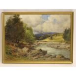 OWEN BOWEN R.O.I. P.R.Cam A. (1873-1967), Riverscene, oil on canvas, signed, 14" x 19 1/2", gilt