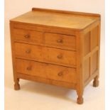 AN ADZED OAK CHEST by Robert Thompson "Mouseman", to match the previous lot