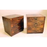 A PAIR OF DANISH ROSEWOOD VENEERED BEDSIDE CABINETS, of oblong form with groove edged top, two