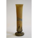 A DAUM GLASS VASE, early 20th century, of tall cylindrical form with slightly everted rim and