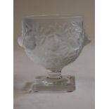 A LALIQUE FROSTED AND CLEAR GLASS GOBLET VASE, modern, moulded in high relief with the "Elizabeth"