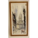 HAROLD WHARFE (d.2014), "Town Hall, Leeds", pencil and wash, signed, artist's label verso, 43" x