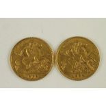 TWO EDWARD VII GOLD HALF SOVEREIGNS, 1909, together with a George V half sovereign, 1911 (3)