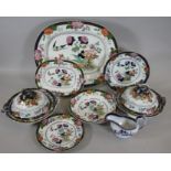 A COMPOSITE ASHWORTHS & ASHWORTHS & MORLEY IRONSTONE PART DINNER SERVICE, c.1860, printed and over