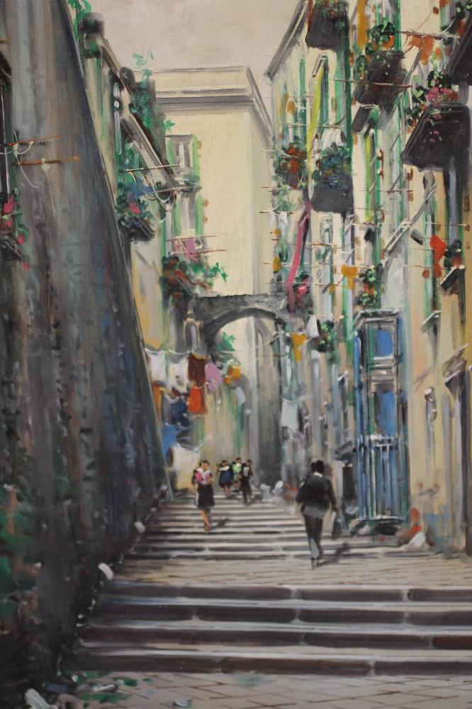 MARIO FERDELBA (Italian 20th Century), Naples Street Scene, oil on canvas, signed, 20 1/2" x 28", - Image 6 of 8