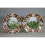 A PAIR OF CARL TIELSCH & CO PORCELAIN SMALL CHARGERS, c.1880, of dished circular form each centrally