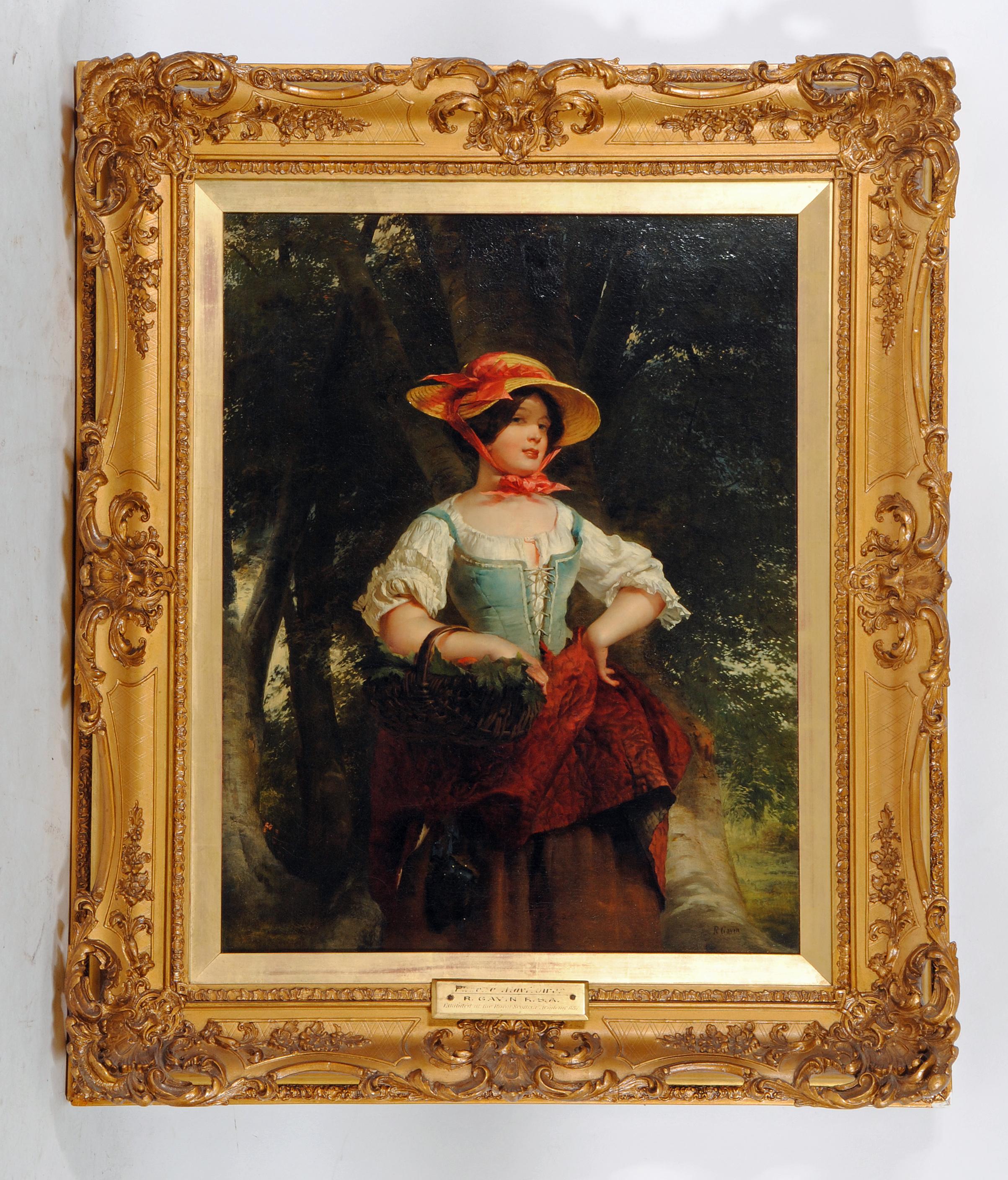 ROBERT GAVIN  R.S.A. (1827-1883), Portrait of Phoebe Mayflower, oil on canvas, signed, old label - Image 3 of 12