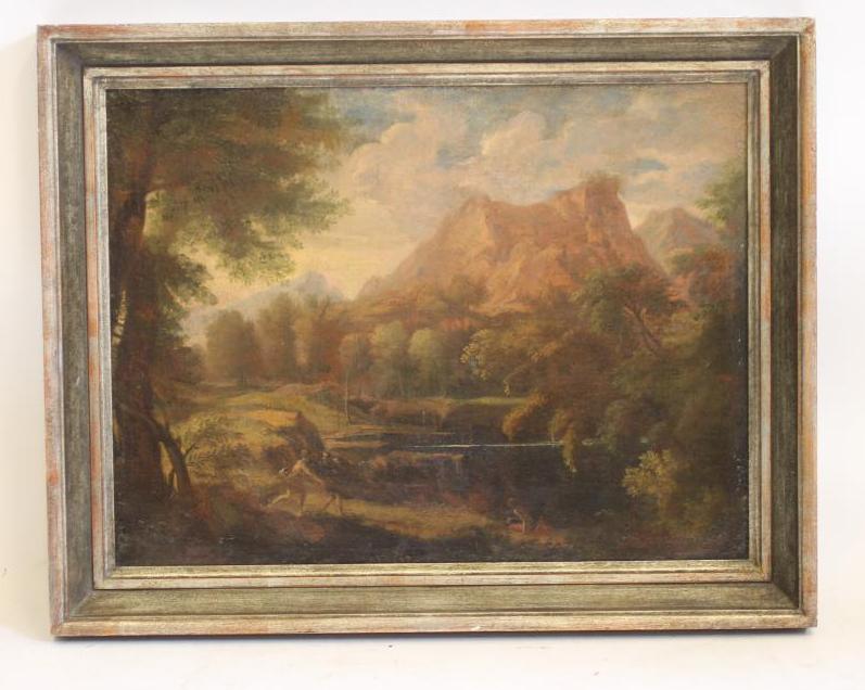 CIRCLE OF GASFORD DUCHET (French 1615-1675), Arcadian Landscape with Figures in the Foreground, - Image 2 of 10