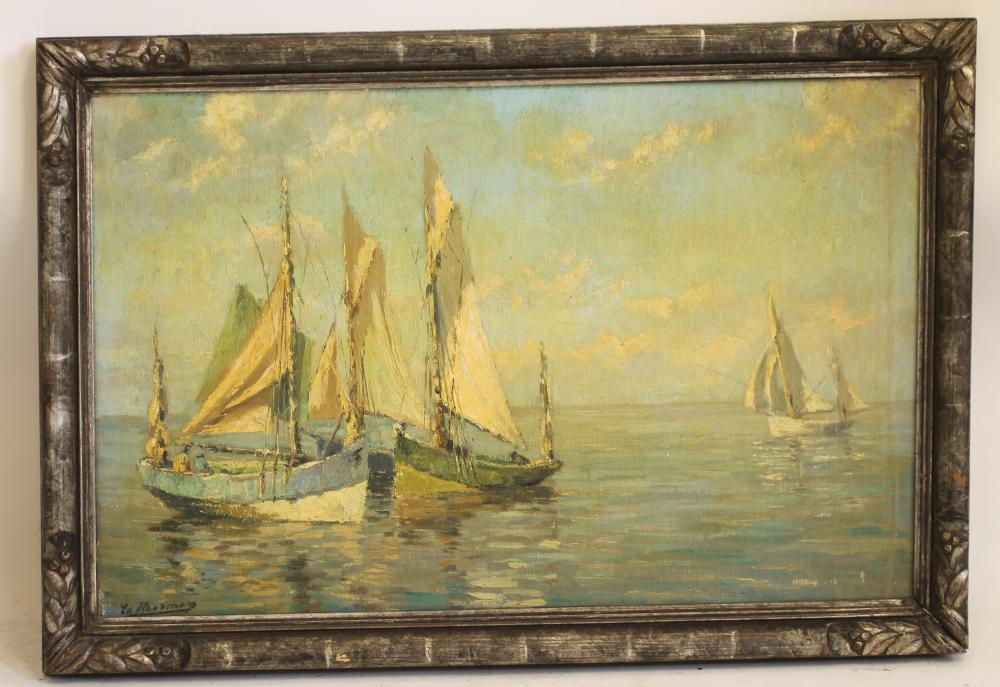 EDGARD HEIRMAN (Belgian b.1919), Fishing Boats off Concarneau, oil on canvas, signed, artist's label - Image 2 of 10