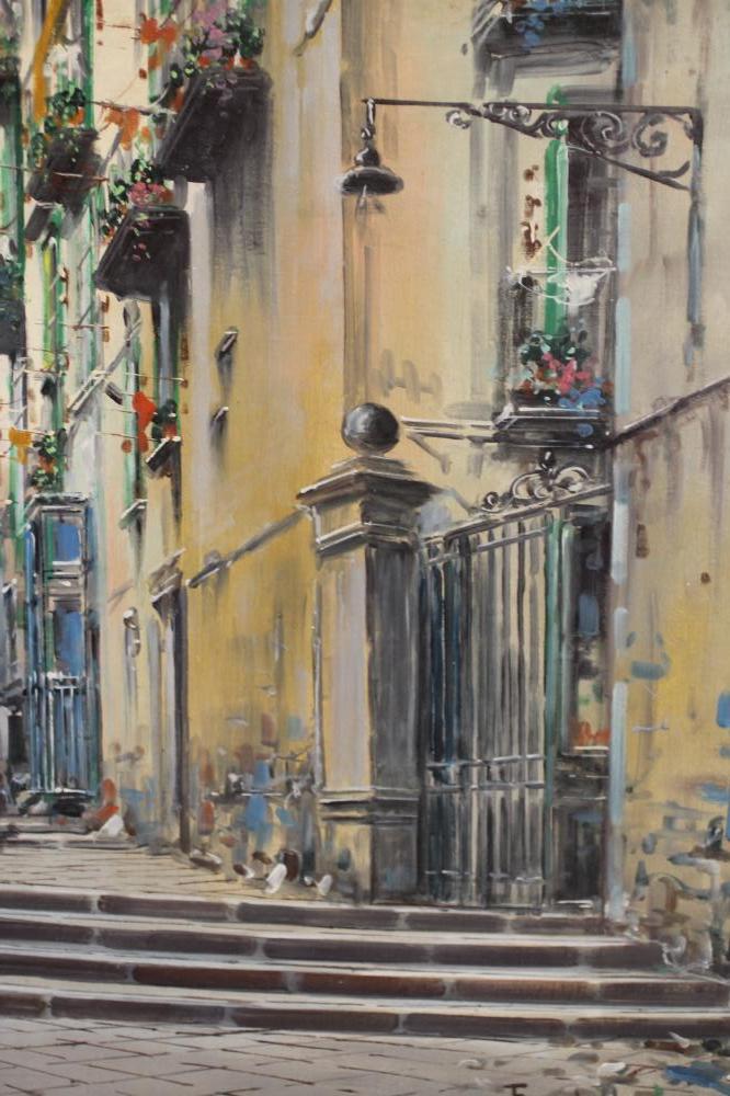 MARIO FERDELBA (Italian 20th Century), Naples Street Scene, oil on canvas, signed, 20 1/2" x 28", - Image 3 of 8