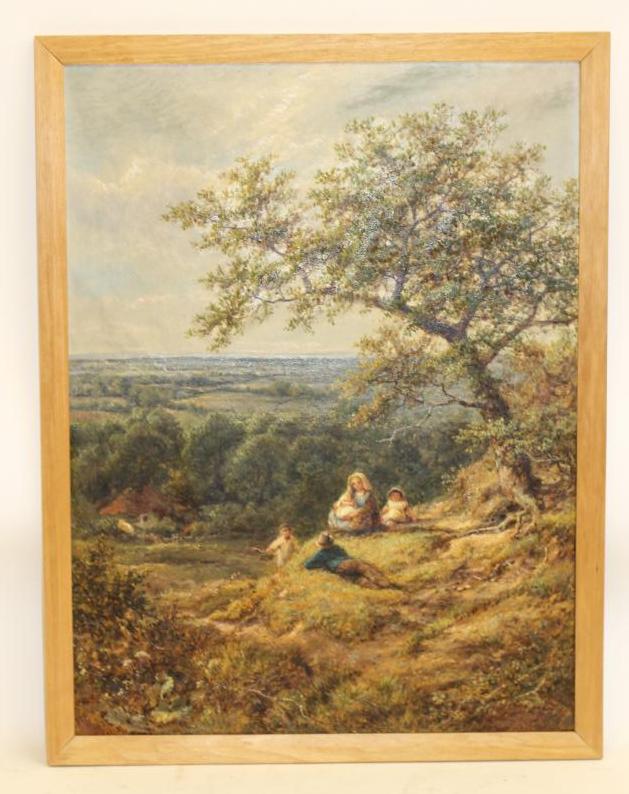 JAMES EDWIN MEADOWS (1828-1888), A Family Resting near Arundel, Sussex, oil on canvas, signed and - Image 4 of 12