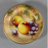 A ROYAL WORCESTER CHINA SMALL DISH, modern, of circular form, painted by Roberts in polychrome