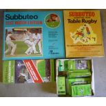 A quantity of boxed Subbuteo Sets comprising Table Cricket Test Match, Table Rugby, C101