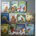 Eleven Rupert Annuals by Daily Express, for years 1963-1974 (excluding 1970)