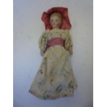 A Simon & Halbig bisque shoulder head doll with painted face, moulded hair, bisque lower arms and