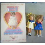 Two all composition Shirley Temple dolls, 13" high, and an Ideal limited edition Shirley Temple