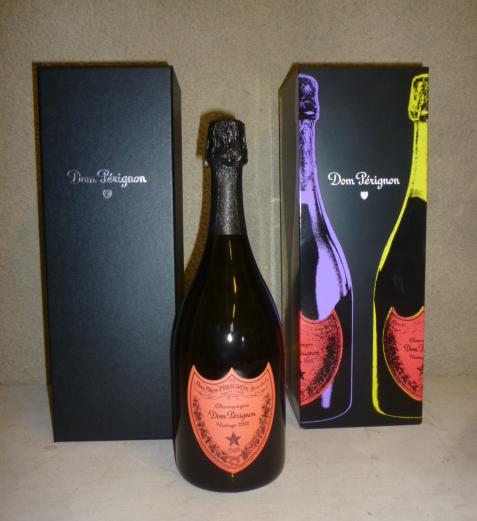 One bottle 2002 Moet et Chandon Dom Perignon, boxed with Andy Warhol limited edition outer