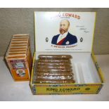 Twenty five King Edward cigars, 5", individual cellophane wrapped, in open box, and nine sealed
