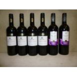 Four bottles 2014 Hardy's Classic Cabernet Merlot, two bottles 2010 Blossom Hill Grenache (