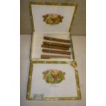 A sealed box of twenty five Romeo Y Juliet Churchills (7"), Havana, and an open box of four more (