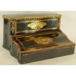 A FRENCH EBONY AND BOULLE WORK CORRESPONDENCE BOX, mid 19th century, of oblong form with