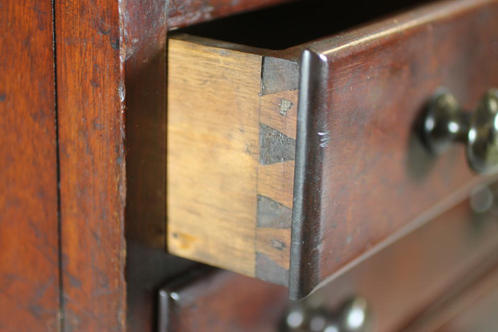 A VICTORIAN MAHOGANY MINIATURE CHEST of two short and three long drawers with turned wood handles, - Image 3 of 4