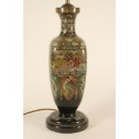 A CHINESE CLOISONNE ENAMEL VASE, mid 19th century, inlaid in colours and aventurine on a dark blue