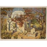 ROGER BERNET (French 20th Century), View of a Middle Eastern Cemetery, oil on board, signed, 15" x