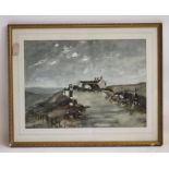 ASHLEY N JACKSON F.R.S.A. (b.1940), "Moorland Farm Yorkshire", watercolour and charcoal, signed